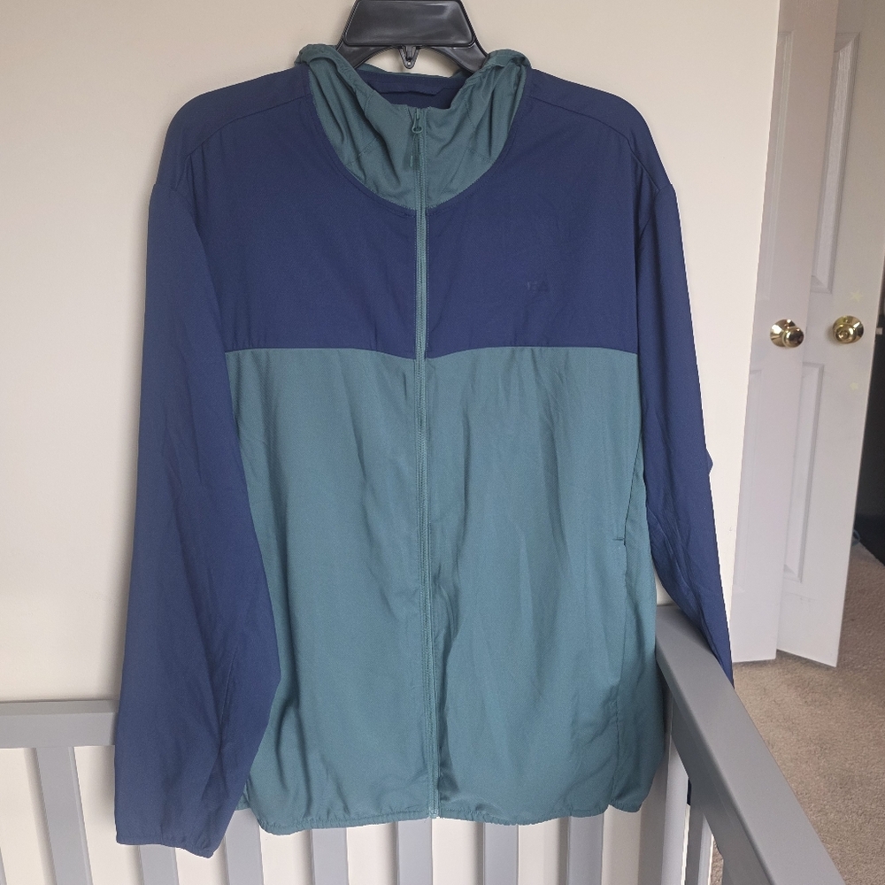 Free Assembly Mens Blue And Green Two-Tone Hooded Windbreaker Jacket Size Large
